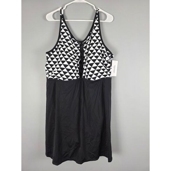 Swuimsuits For All One Piece Swimsuit 26 Womens Plus Black White Slimming NWT - Picture 1 of 5